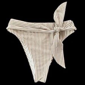 Abercrombie Tan and White Striped Tie, High Waist Bikini Bottoms